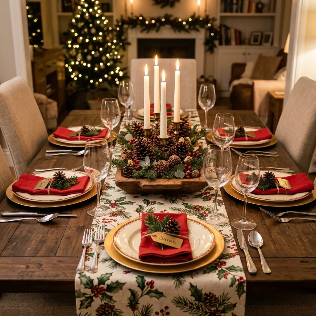 Holiday styled table setup